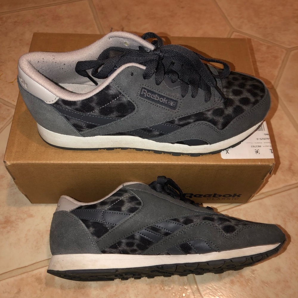 Reebok tennis shoes - gray cheetah print.